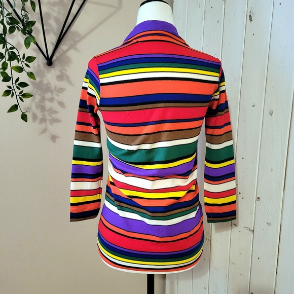 VINTAGE 60's MULTICOLOUR STRIPED TOP - Picture 6 of 8